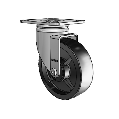 3 Series Casters Top Plate Swivel Zinc with 5 x 1.5 Black Polyolefin Wheel