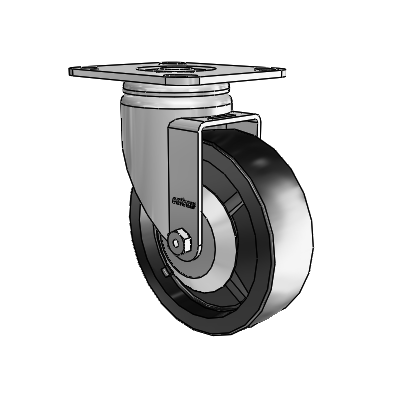 3 Series Casters Top Plate Swivel Zinc with 5 x 1.5 Black Polyolefin Wheel