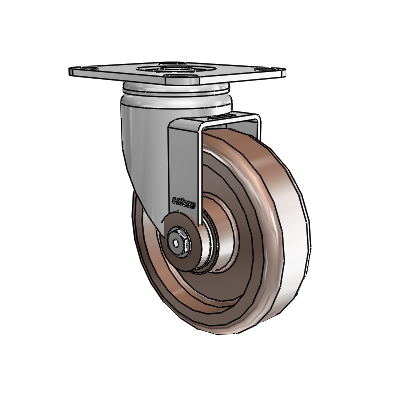 3 Series Casters Top Plate Swivel Zinc with 5 x 1.5 Brown Thermo Wheel