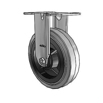3 Series Casters Top Plate Rigid Zinc with 6 x 1.5 Grey on Black Performa Rubber (Flat/Conductive) Wheel
