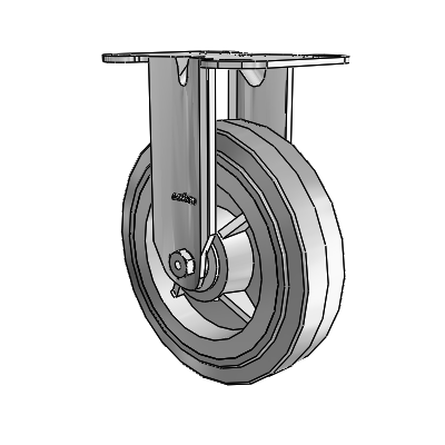 3 Series Casters Top Plate Rigid Zinc with 6 x 1.5 Grey on Grey Performa Rubber (Flat/Grey) Wheel