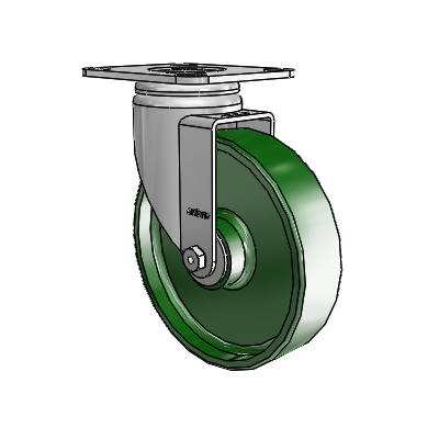 3 Series Casters Top Plate Swivel Zinc with 6 x 1.5 Green Cast Iron Wheel