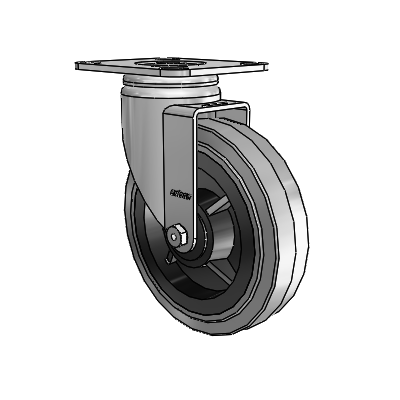 3 Series Casters Top Plate Swivel Zinc with 6 x 1.5 Grey on Black Performa Rubber (Flat/Conductive) Wheel