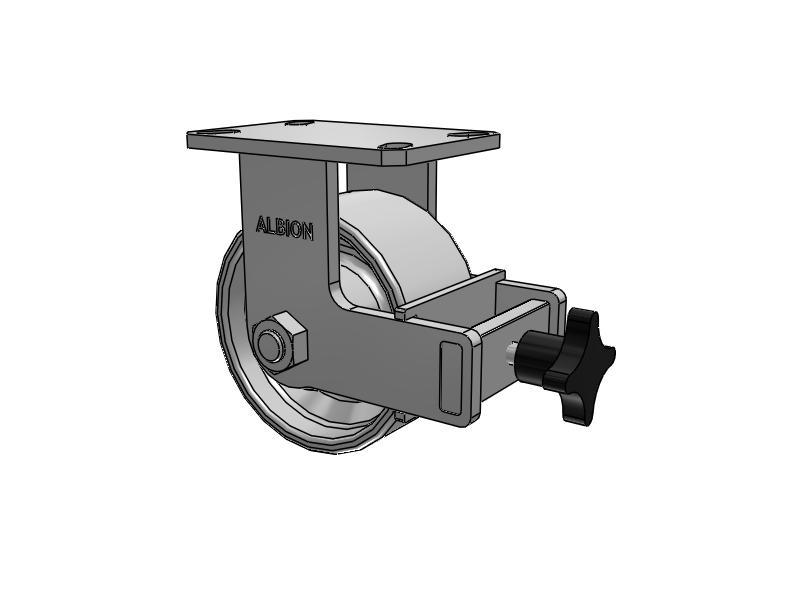 310 Series Top Plate Rigid Caster with 6 x 3 Grey Enamel CA - Cast Iron Wheel and Face Brake