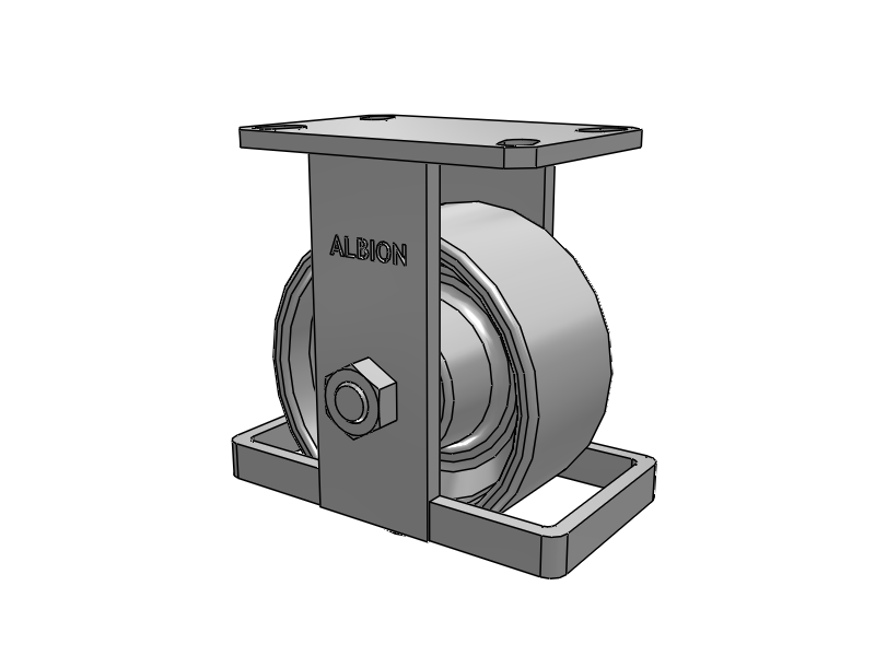 310 Series Top Plate Rigid Caster with 6 x 3 Grey Enamel CA - Cast Iron Wheel