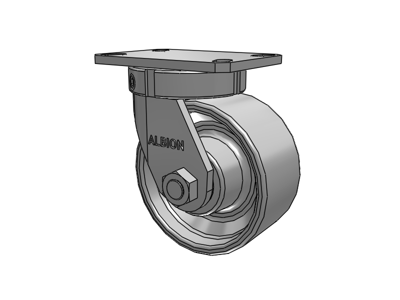 310 Series Top Plate Swivel Caster with 6 x 3 Grey Enamel CA - Cast Iron Wheel