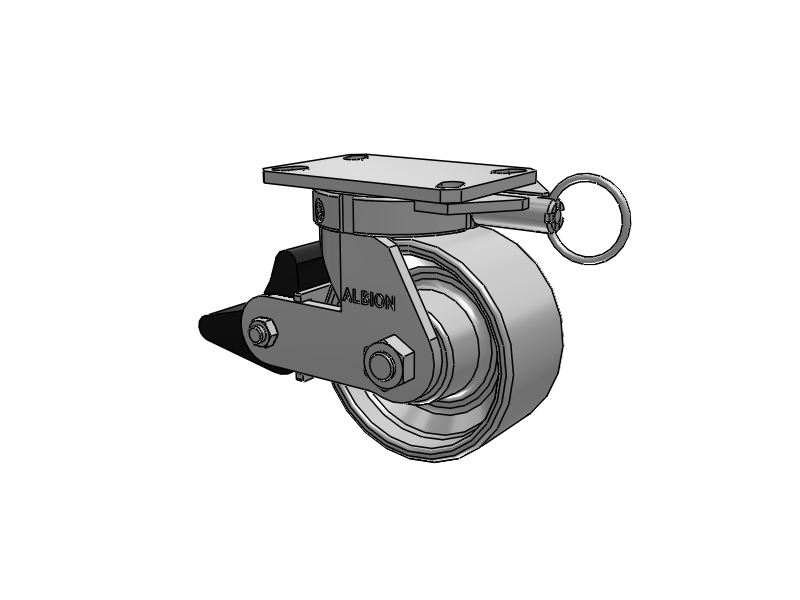 310 Series Top Plate Swivel Caster with 6 x 3 Grey Enamel CA - Cast Iron Wheel and Poly Lock Integrated Brake
