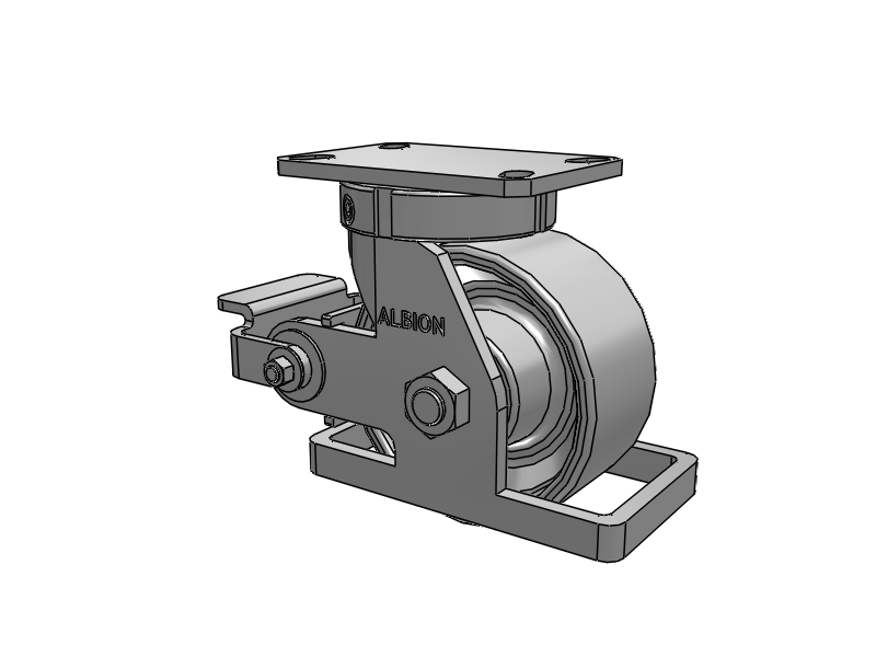 310 Series Top Plate Swivel Caster with 6 x 3 Grey Enamel CA - Cast Iron Wheel and Poly Cam Brake