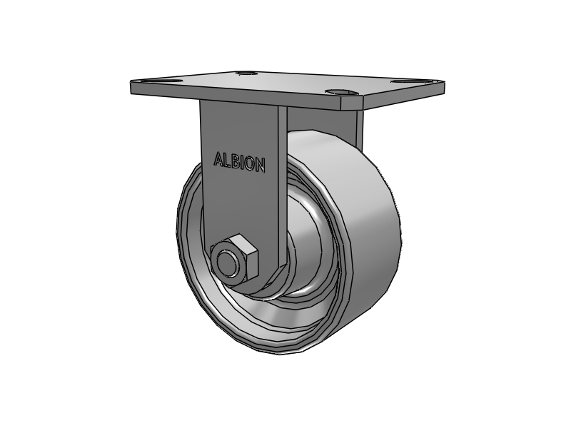 310 Series Top Plate Rigid Caster with 6 x 3 Grey Enamel CA - Cast Iron Wheel