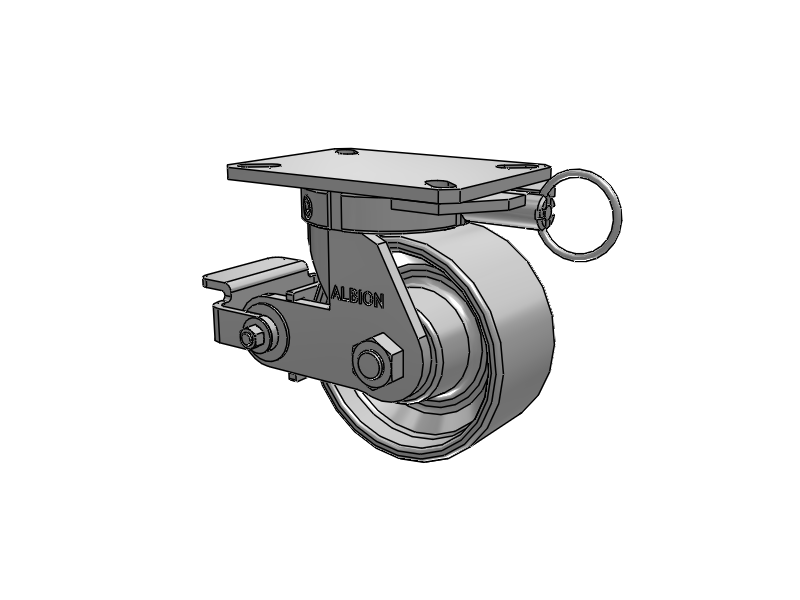 310 Series Top Plate Swivel Caster with 6 x 3 Grey Enamel CA - Cast Iron Wheel and Poly Cam Brake