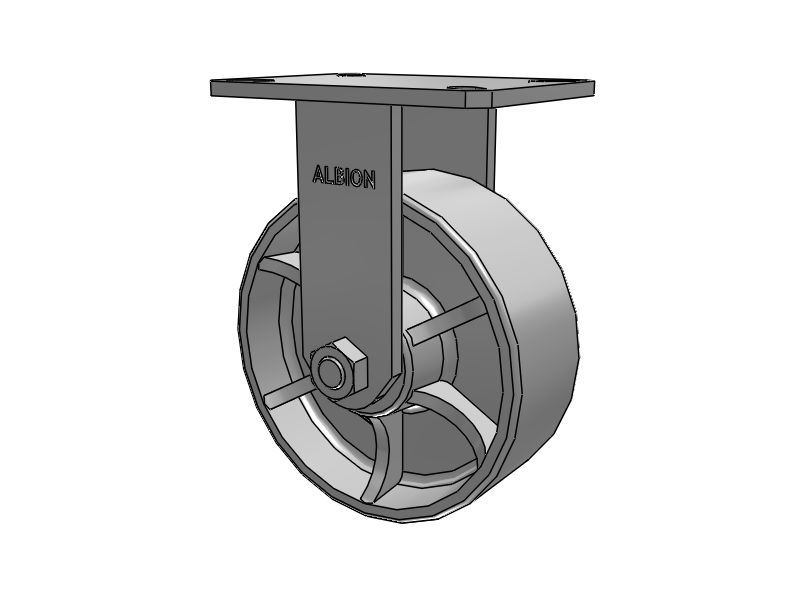 310 Series Top Plate Rigid Caster with 8 x 3 Grey Enamel CA - Cast Iron Wheel