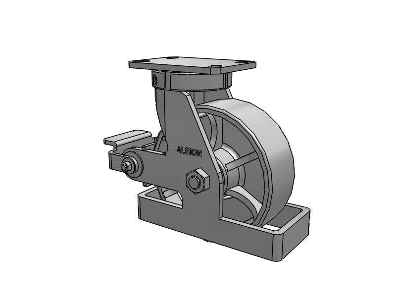 310 Series Top Plate Swivel Caster with 8 x 3 Grey Enamel CA - Cast Iron Wheel and Poly Cam Brake