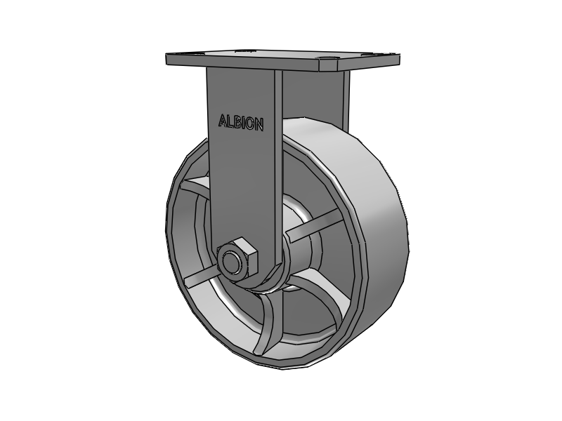 310 Series Top Plate Rigid Caster with 8 x 3 Grey Enamel CA - Cast Iron Wheel