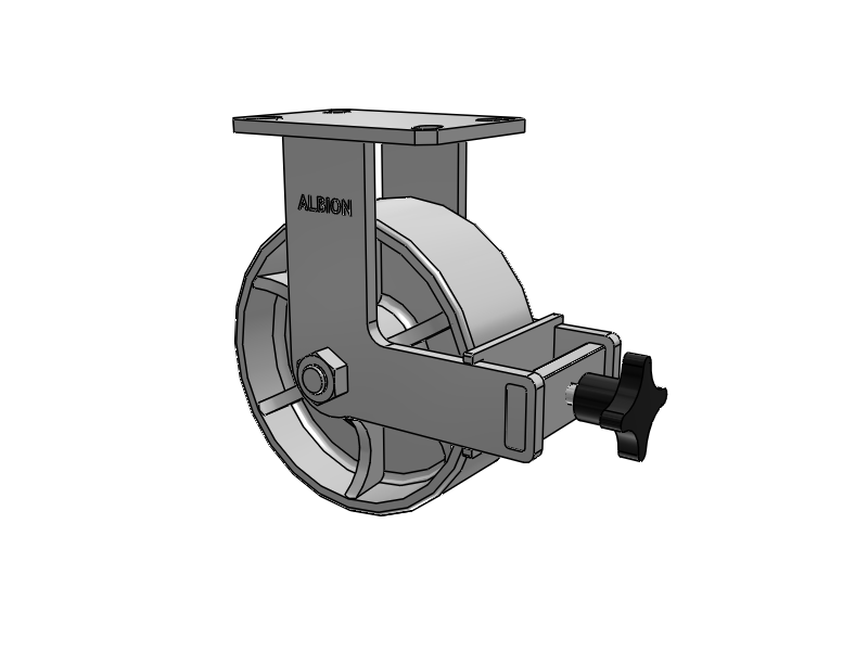 310 Series Top Plate Rigid Caster with 8 x 3 Grey Enamel CA - Cast Iron Wheel and Face Brake