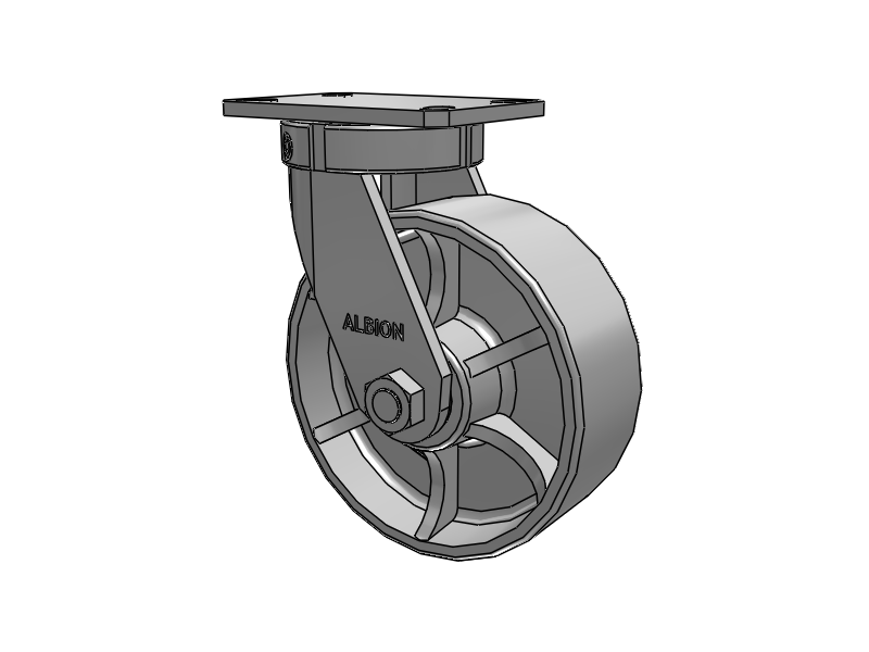 310 Series Top Plate Swivel Caster with 8 x 3 Grey Enamel CA - Cast Iron Wheel