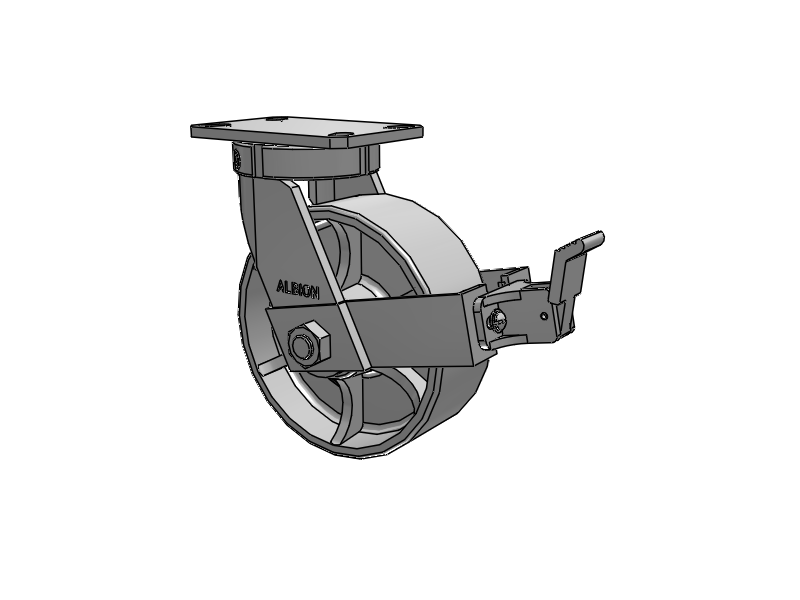 310 Series Top Plate Swivel Caster with 8 x 3 Grey Enamel CA - Cast Iron Wheel and Face Brake