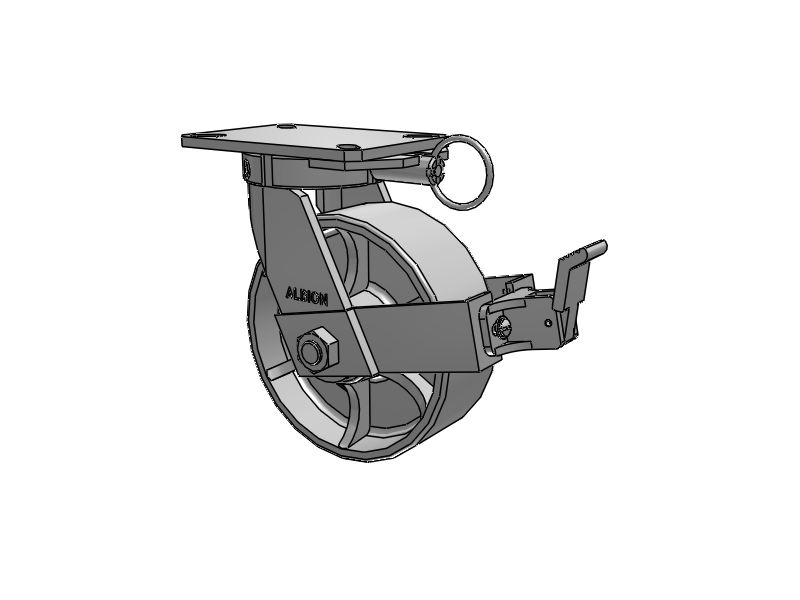 310 Series Top Plate Swivel Caster with 8 x 3 Grey Enamel CA - Cast Iron Wheel and Face Brake