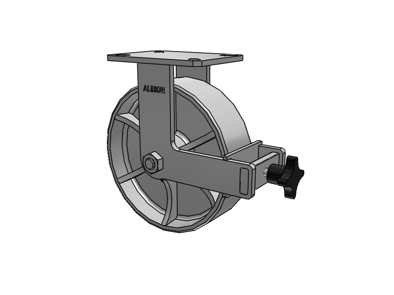 310 Series Top Plate Rigid Caster with 10 x 3 Grey Enamel CA - Cast Iron Wheel and Face Brake
