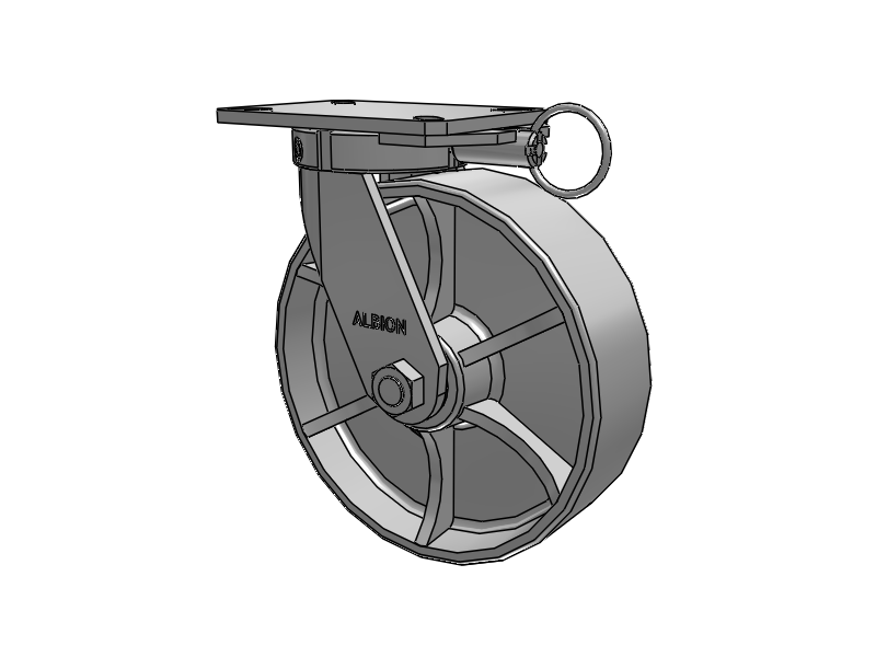 Roulette pivotante à plaque supérieure de la série 310 avec roue en fonte émaillée grise 10 x 3 CA