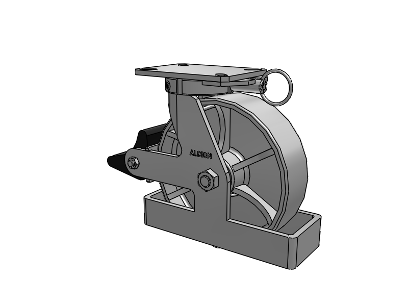 310 Series Top Plate Swivel Caster with 10 x 3 Grey Enamel CA - Cast Iron Wheel and Poly Lock Integrated Brake