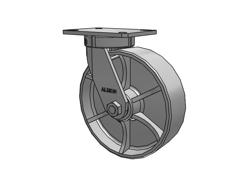 Roulette pivotante à plaque supérieure de la série 310 avec roue en fonte émaillée grise 10 x 3 CA