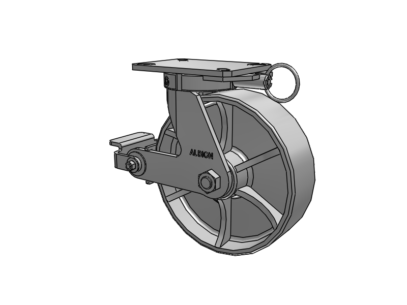 310 Series Top Plate Swivel Caster with 10 x 3 Grey Enamel CA - Cast Iron Wheel and Poly Cam Brake