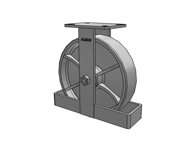310 Series Top Plate Rigid Caster with 12 x 3 Grey Enamel CA - Cast Iron Wheel