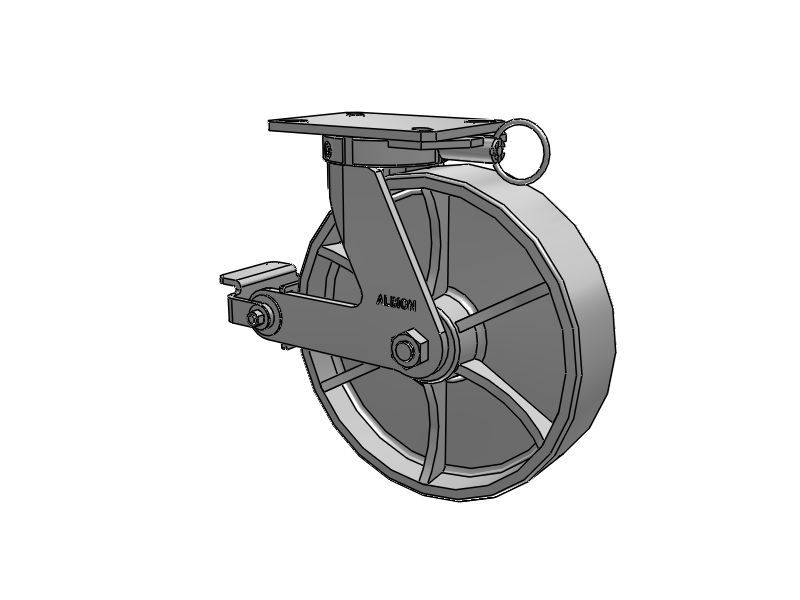310 Series Top Plate Swivel Caster with 12 x 3 Grey Enamel CA - Cast Iron Wheel and Poly Cam Brake
