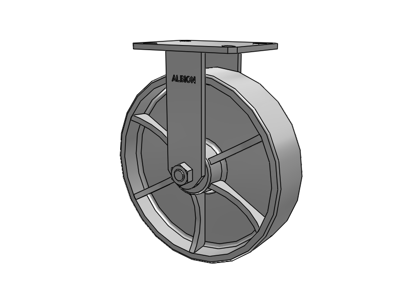 310 Series Top Plate Rigid Caster with 12 x 3 Grey Enamel CA - Cast Iron Wheel