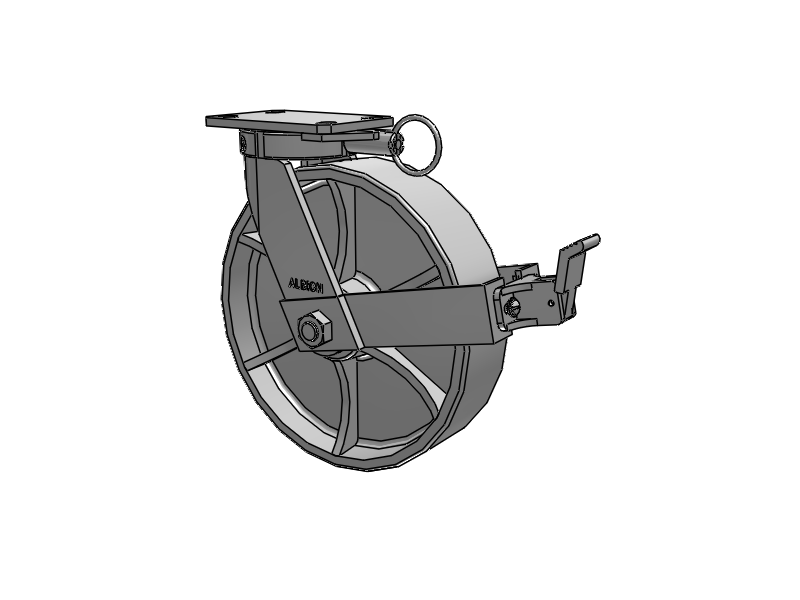 310 Series Top Plate Swivel Caster with 12 x 3 Grey Enamel CA - Cast Iron Wheel and Face Brake