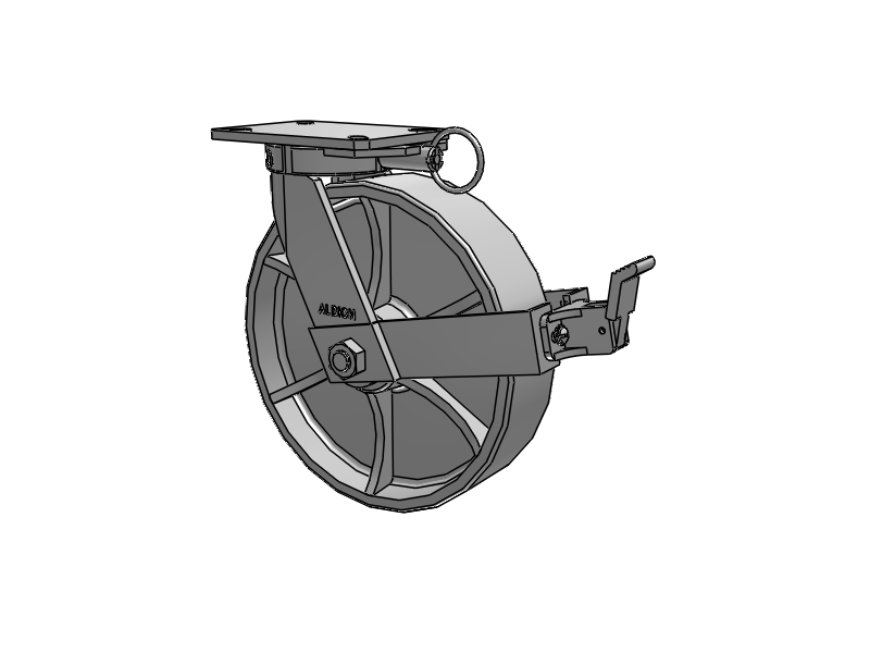 310 Series Top Plate Swivel Caster with 12 x 3 Grey Enamel CA - Cast Iron Wheel and Face Brake