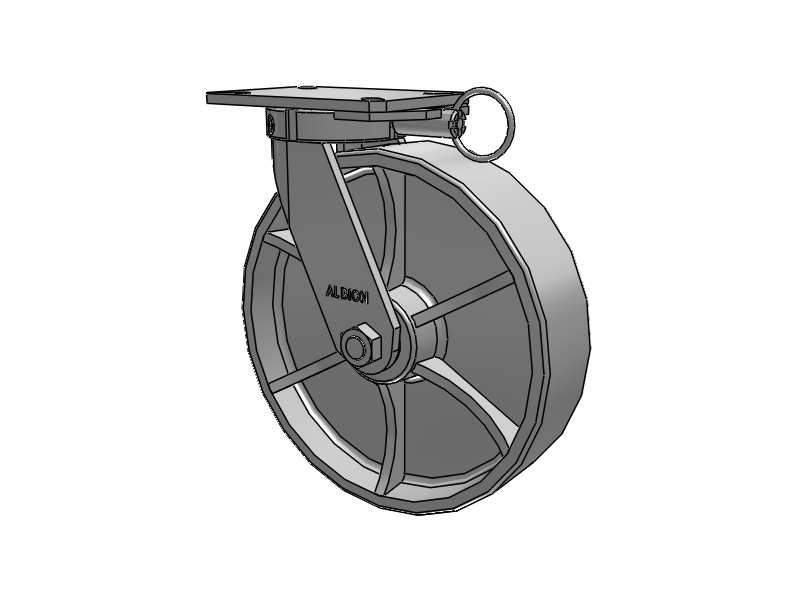 310 Series Top Plate Swivel Caster with 12 x 3 Grey Enamel CA - Cast Iron Wheel