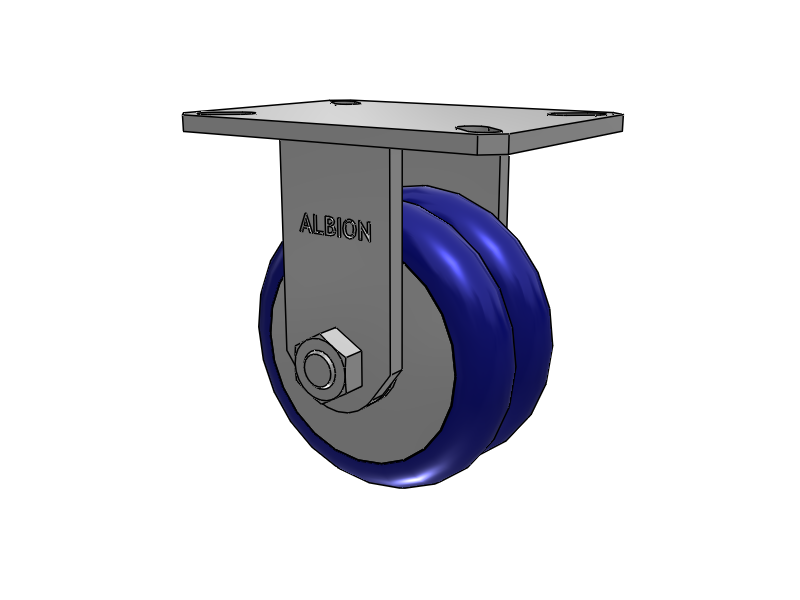 Roulette rigide à plaque supérieure de la série 310, avec bande de roulement bleue 6 x 3 sur noyau en aluminium EY - Roue pivotante EAZ (Crown)