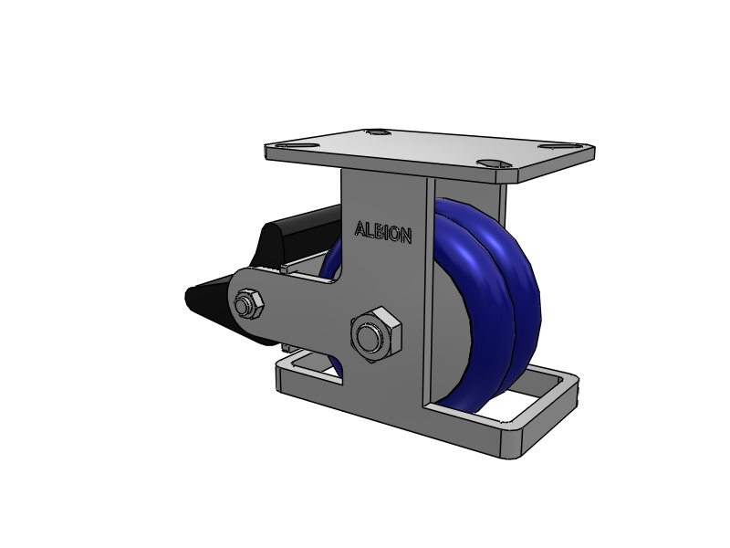 310 Series Top Plate Rigid Caster with 6 x 3 Blue Tread on Aluminum Core EY - Swivel-EAZ (Crown) Wheel and Poly Lock Integrated Brake