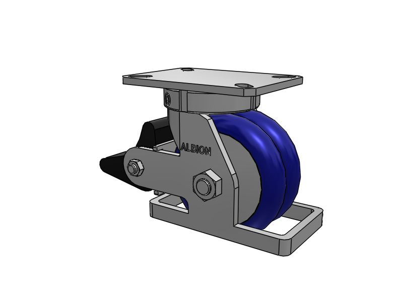 310 Series Top Plate Swivel Caster with 6 x 3 Blue Tread on Aluminum Core EY - Swivel-EAZ (Crown) Wheel and Poly Lock Integrated Brake