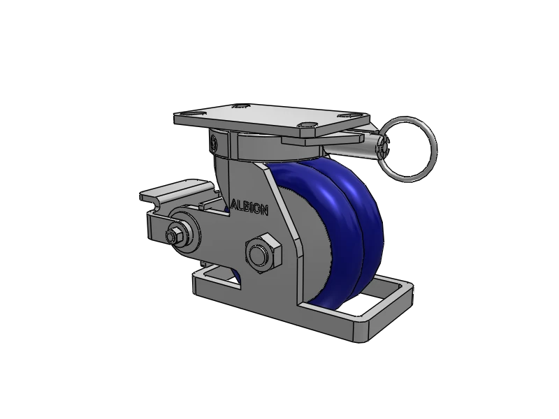 310 Series Top Plate Swivel Caster with 6 x 3 Blue Tread on Aluminum Core EY - Swivel-EAZ (Crown) Wheel and Poly Cam Brake
