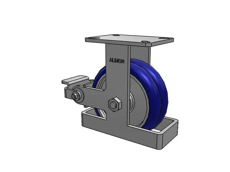 310 Series Top Plate Rigid Caster with 8 x 3 Blue Tread on Aluminum Core EY - Swivel-EAZ (Crown) Wheel and Poly Cam Brake