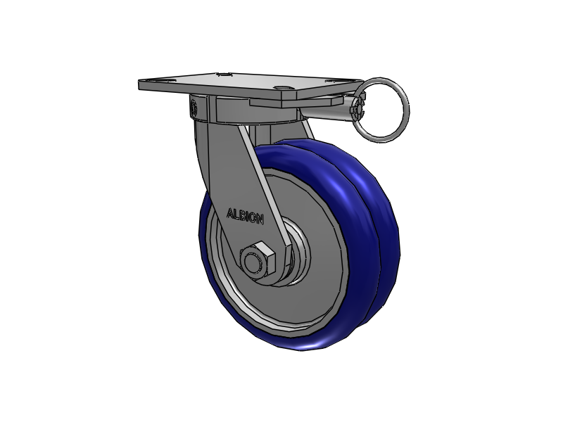 Roulette pivotante à plaque supérieure de la série 310, avec bande de roulement bleue 8 x 3 sur noyau en aluminium EY - Roue pivotante EAZ (Crown)