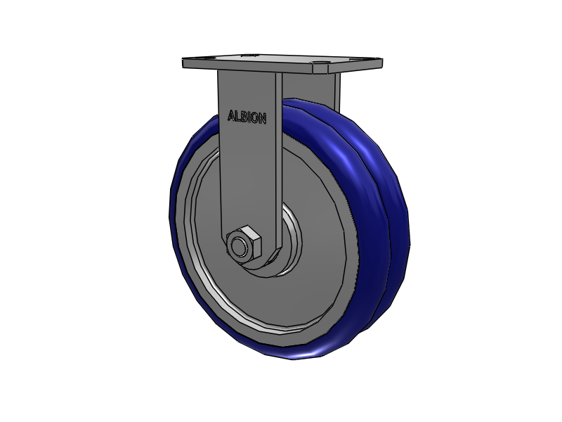 Roulette rigide à plaque supérieure de la série 310, avec bande de roulement bleue 10 x 3 sur noyau en aluminium EY - Roue pivotante EAZ (Crown)