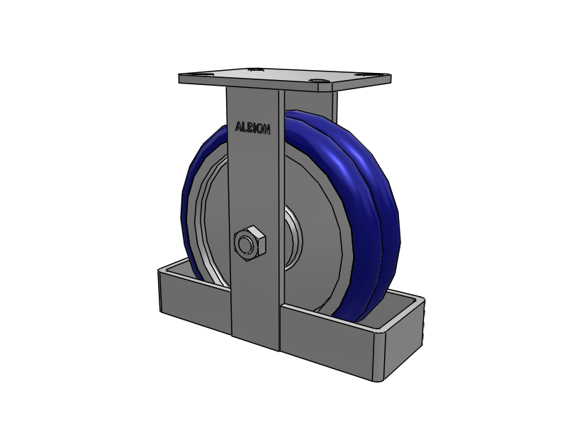 Roulette rigide à plaque supérieure de la série 310, avec bande de roulement bleue 10 x 3 sur noyau en aluminium EY - Roue pivotante EAZ (Crown)