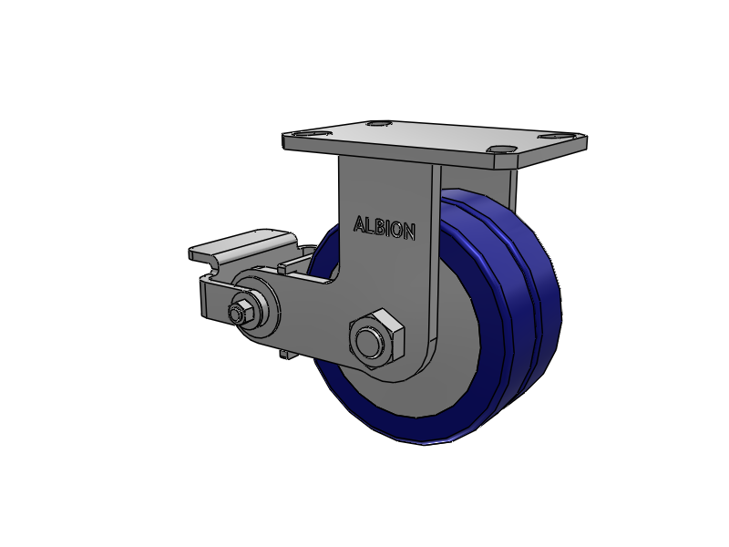 310 Series Top Plate Rigid Caster with 6 x 3 Blue Tread on Aluminum Core EZ - Swivel-EAZ (Flat) Wheel and Poly Cam Brake