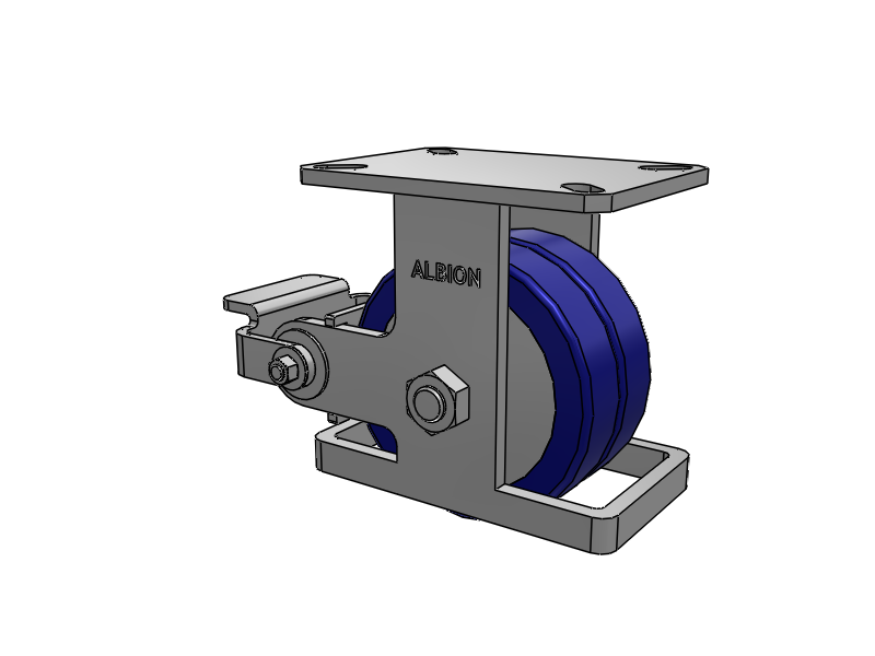 310 Series Top Plate Rigid Caster with 6 x 3 Blue Tread on Aluminum Core EZ - Swivel-EAZ (Flat) Wheel and Poly Cam Brake