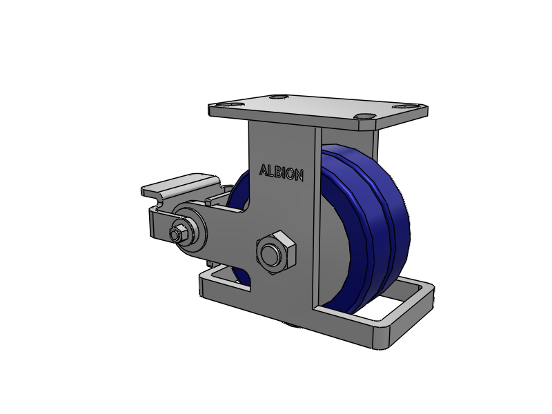 310 Series Top Plate Rigid Caster with 6 x 3 Blue Tread on Aluminum Core EZ - Swivel-EAZ (Flat) Wheel and Poly Cam Brake