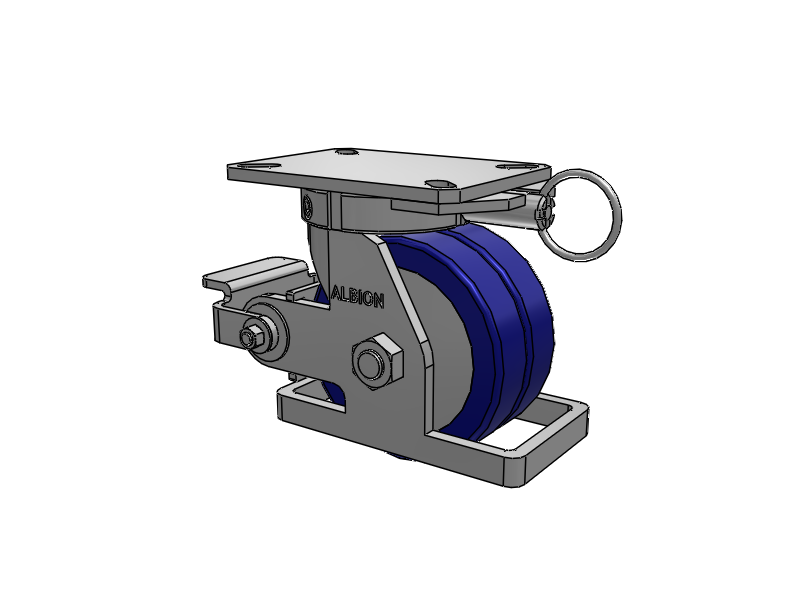 310 Series Top Plate Swivel Caster with 6 x 3 Blue Tread on Aluminum Core EZ - Swivel-EAZ (Flat) Wheel and Poly Cam Brake
