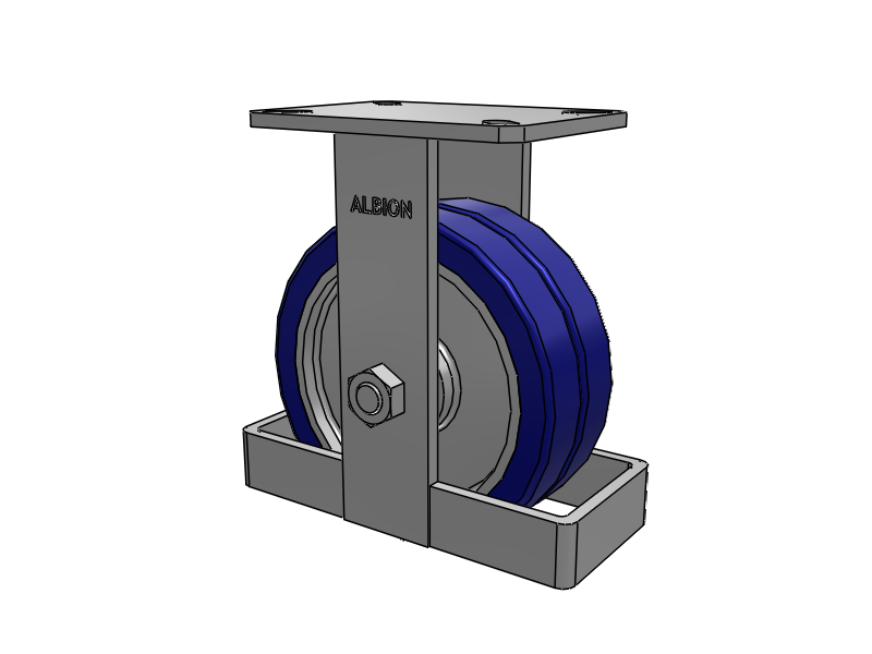 310 Series Top Plate Rigid Caster with 8 x 3 Blue Tread on Aluminum Core EZ - Swivel-EAZ (Flat) Wheel