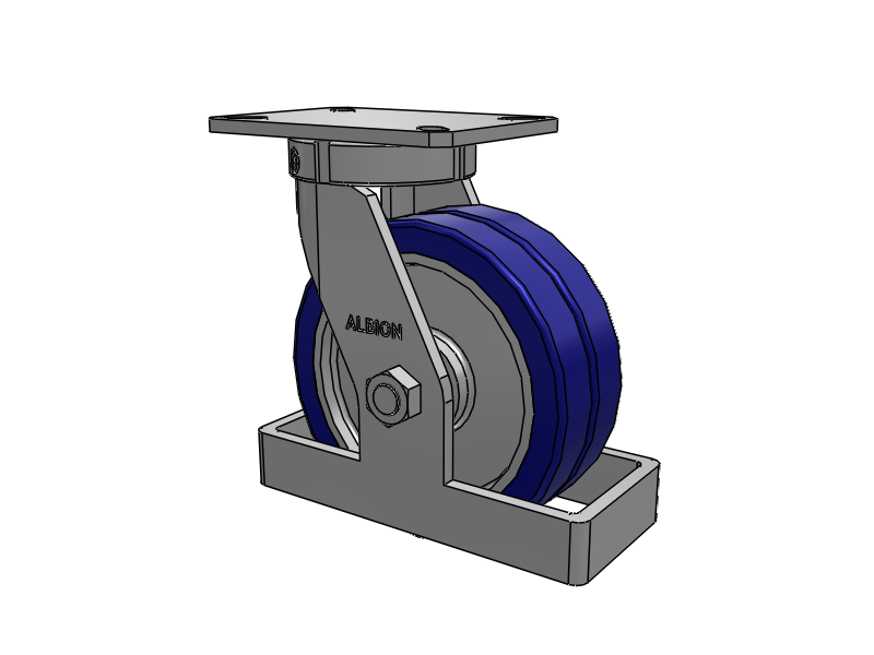 310 Series Top Plate Swivel Caster with 8 x 3 Blue Tread on Aluminum Core EZ - Swivel-EAZ (Flat) Wheel