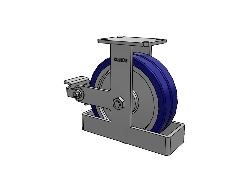 310 Series Top Plate Rigid Caster with 10 x 3 Blue Tread on Aluminum Core EZ - Swivel-EAZ (Flat) Wheel and Poly Cam Brake