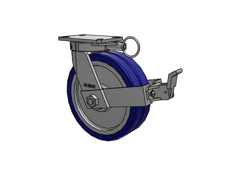310 Series Top Plate Swivel Caster with 10 x 3 Blue Tread on Aluminum Core EZ - Swivel-EAZ (Flat) Wheel and Face Brake