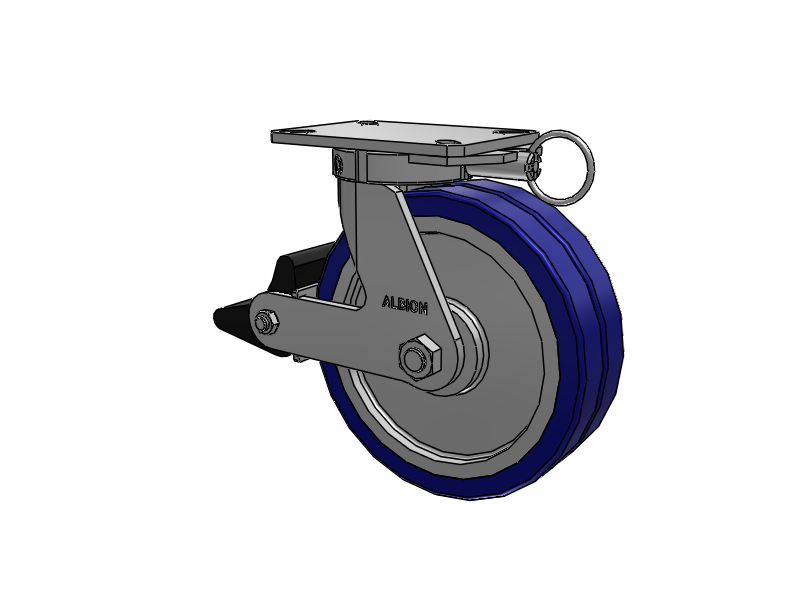 310 Series Top Plate Swivel Caster with 10 x 3 Blue Tread on Aluminum Core EZ - Swivel-EAZ (Flat) Wheel and Poly Lock Integrated Brake