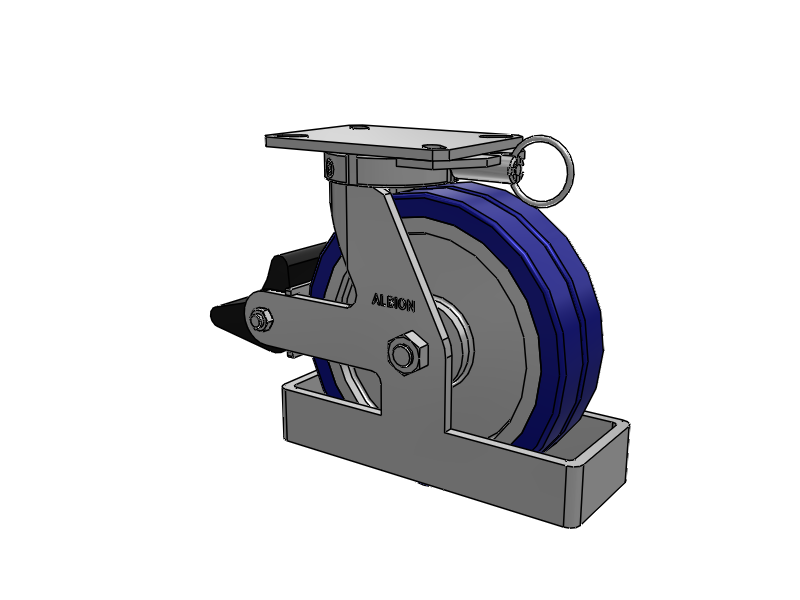 310 Series Top Plate Swivel Caster with 10 x 3 Blue Tread on Aluminum Core EZ - Swivel-EAZ (Flat) Wheel and Poly Lock Integrated Brake